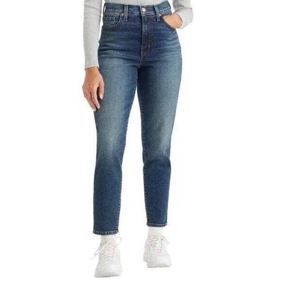 Levi's High Waisted Mom Jeans Dark Blue (Moving Target) 28X29 NWT - Picture 1 of 3